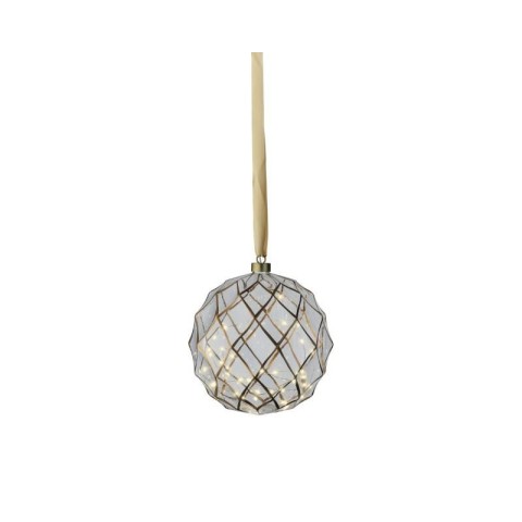 ORNAMENTO VETRO 40 LED ORO D.19